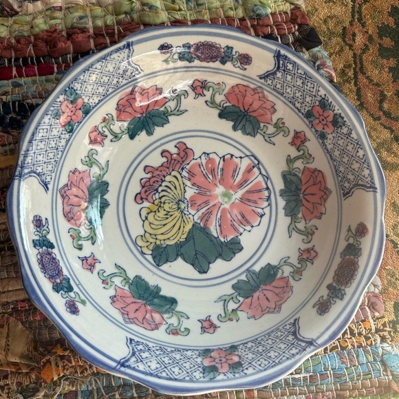 Floral Asian Ceramic Decorative Plate 10" - Picture 1 of 16